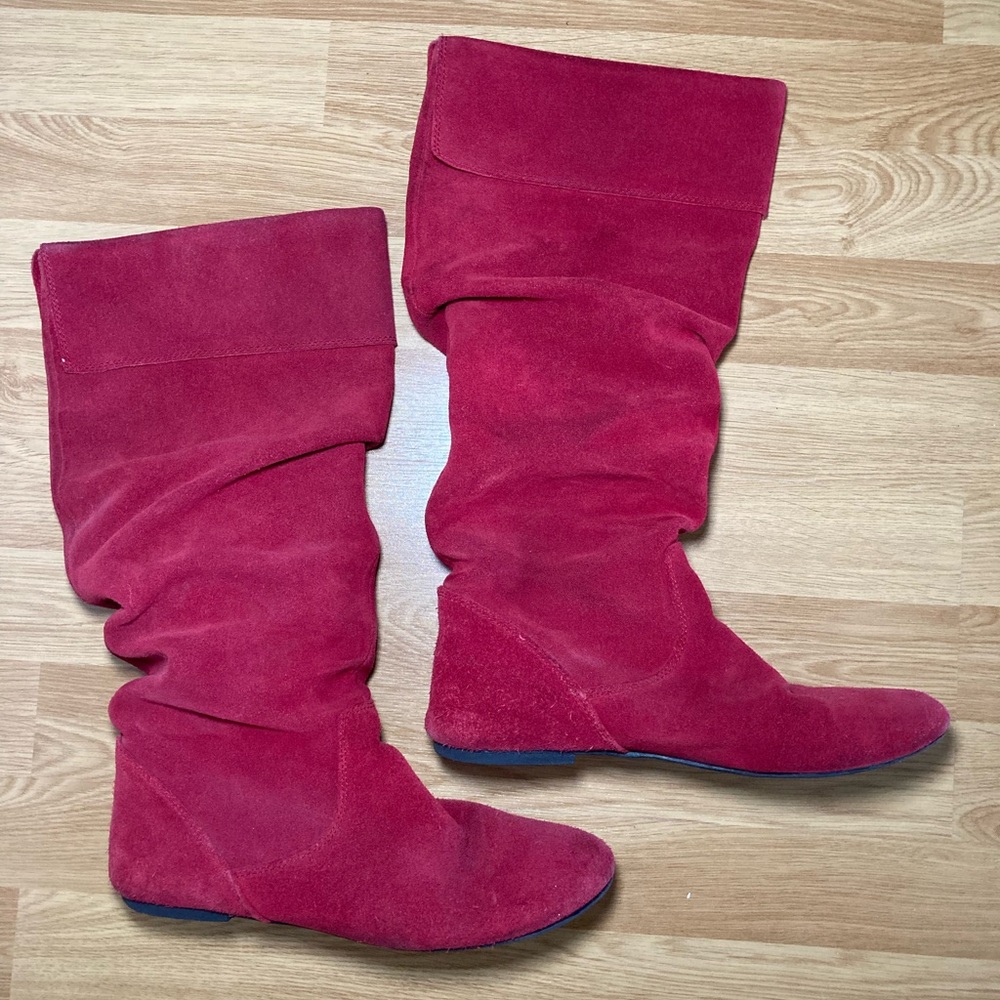 Gianni Bini Red Tall Scrunch Boots